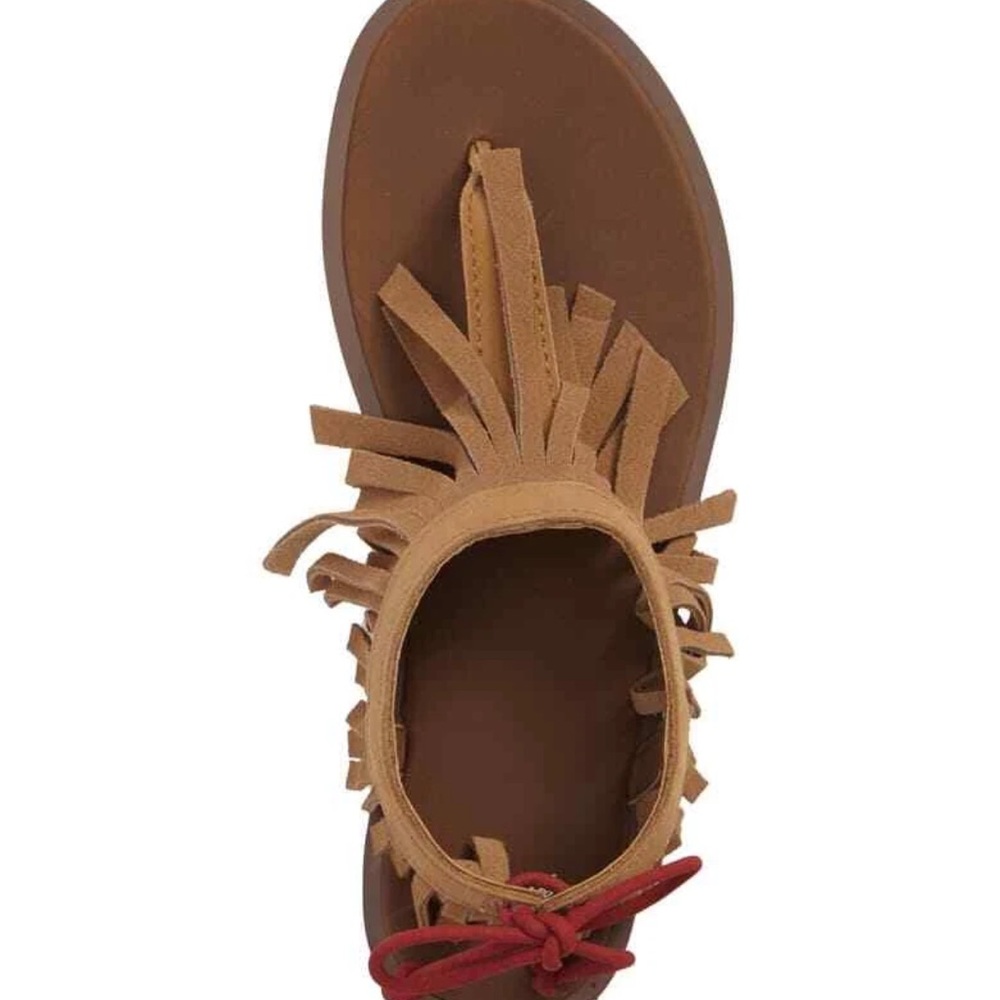 Sanuk Tan Sandals with Red Fringe Size US 8 Women’s Pre Owned